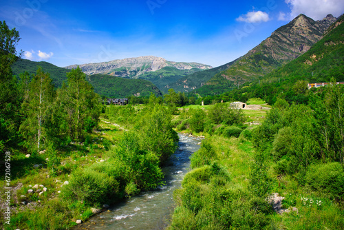 Mountainous landscape in the Benasque valley in the Pyrenees