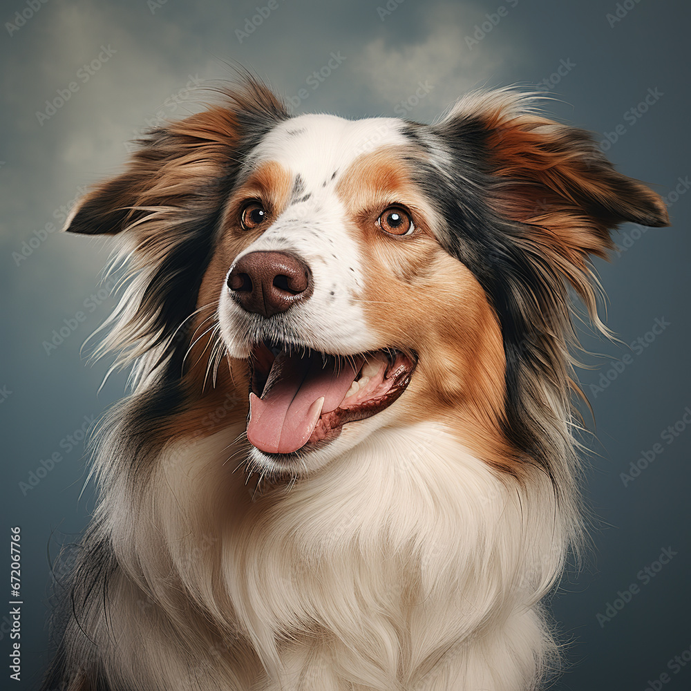 Fototapeta premium Image of a border collie dog on a clean background., Pet., Animals.