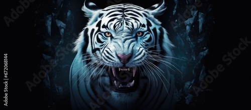 Abstract concept of an animal specifically a white tiger Suitable for various purposes such as wallpaper canvas prints decorative displays banners t shirt graphics and advertising