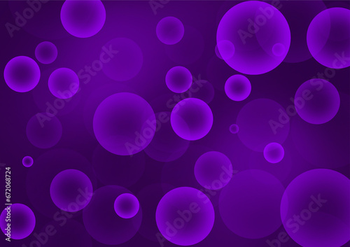 Purple bubbles on a purple gradient blur background look scientific, mysterious, biological.