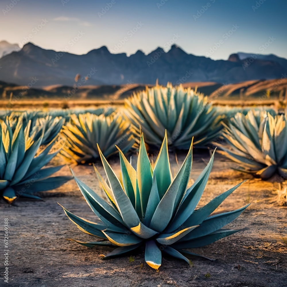 Agave Tequilana Weber plant environment nature agriculure desert ecology mexico - obrazy, fototapety, plakaty 