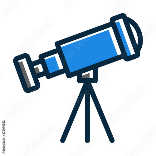 Telescopic Vector Thick Line Filled Dark Colors
