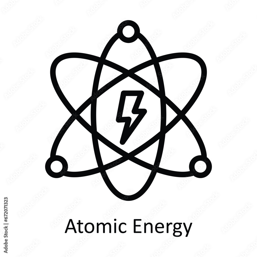 Atomic Energy vector outline Design illustration. Symbol on White background EPS 10 File Atomic Energy vector outline Design illustration. Symbol on White background EPS 10 File