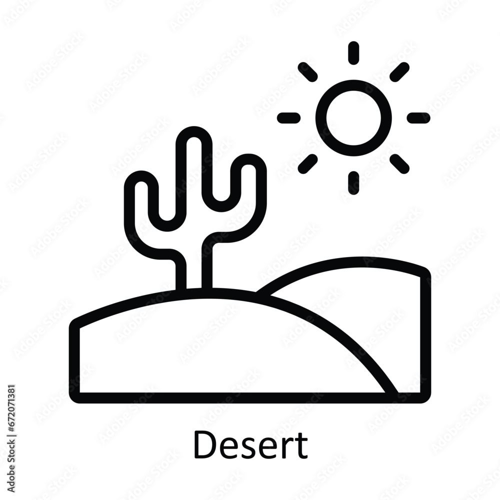 Desert vector outline Design illustration. Symbol on White background EPS 10 File Desert vector outline Design illustration. Symbol on White background EPS 10 File