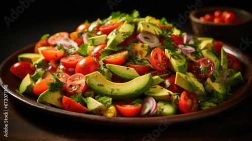 A plate of salad with avocado and tomatoes © Friedbert