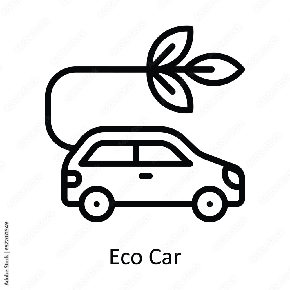 Eco Car vector outline Design illustration. Symbol on White background EPS 10 File Eco Car vector outline Design illustration. Symbol on White background EPS 10 File