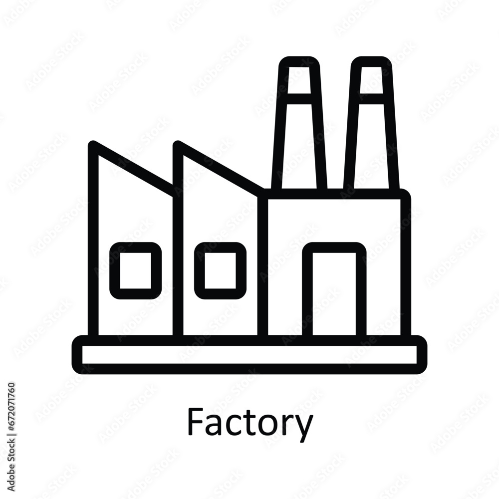 Factory vector outline Design illustration. Symbol on White background EPS 10 File Factory vector outline Design illustration. Symbol on White background EPS 10 File