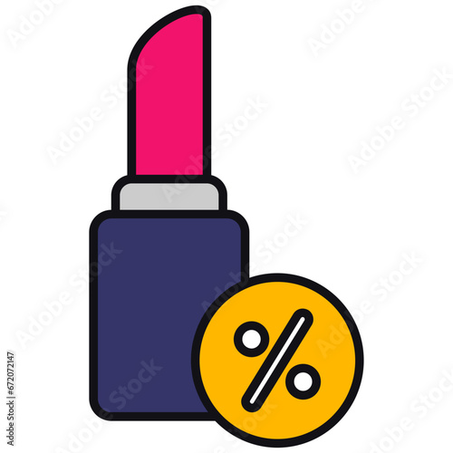 Lipstick Discount Icon Outline Flat Design Style