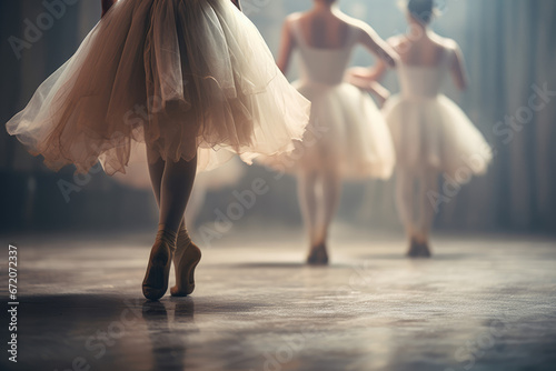 closeup shot of a ballet dancer's feet, dancing on toes photo