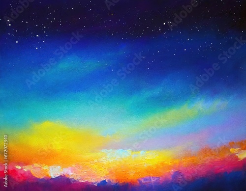 illustrationn of colorful night sky, ai contents by firefly