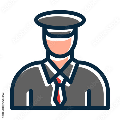 Chauffeur Vector Thick Line Filled Dark Colors