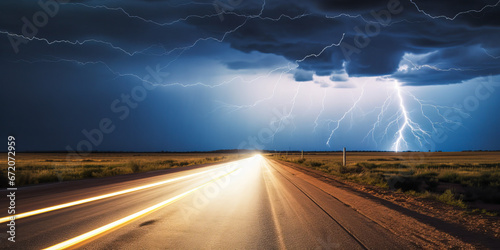 Lightning strike with motion blur and speed effect.
