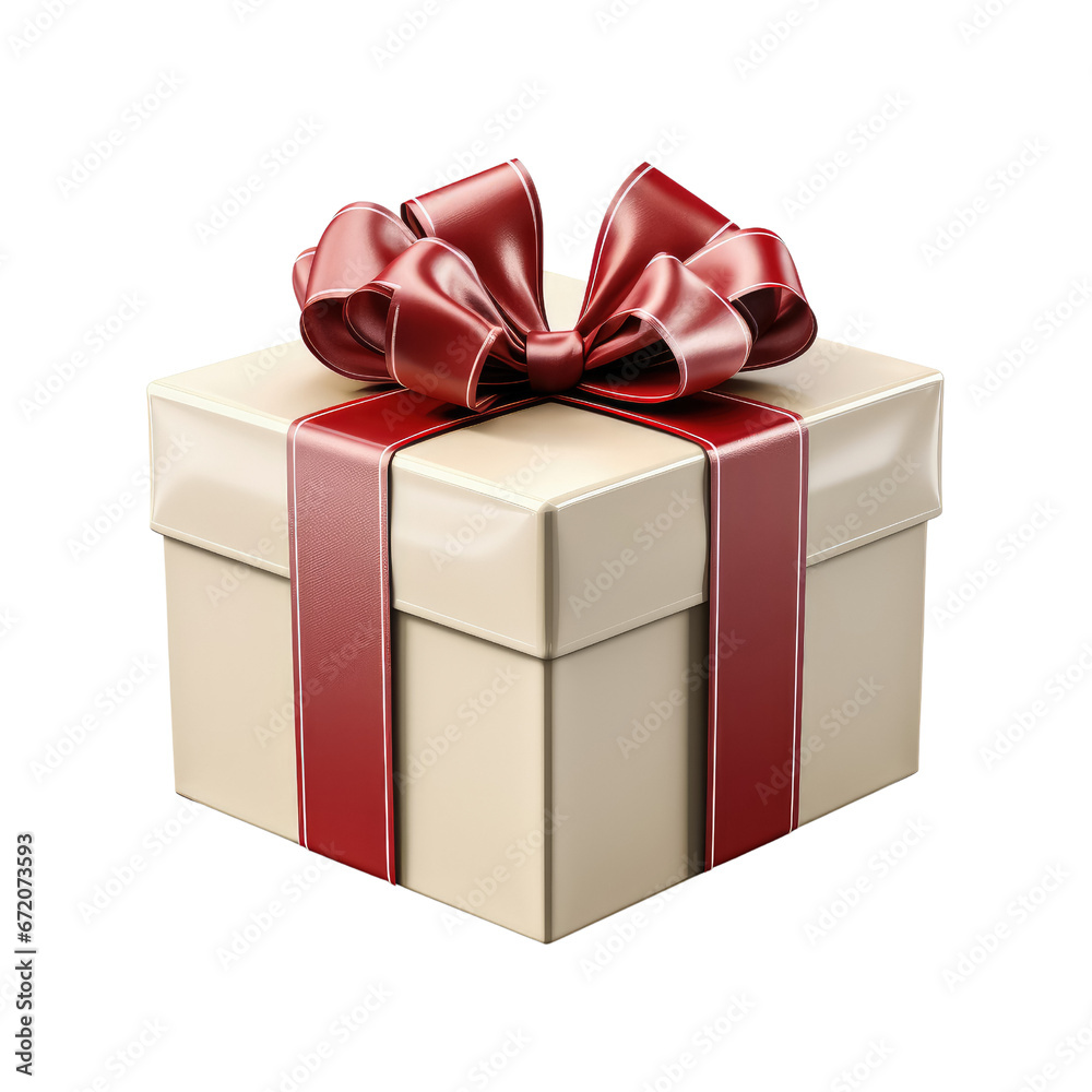 Gift box with a red ribbon bow isolated on transparent background Gift box with a red ribbon bow isolated on transparent background