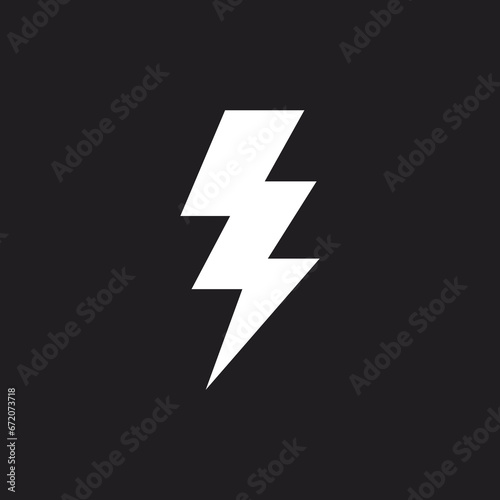 Bolt icon vector illustration. White bolt symbol isolated on black