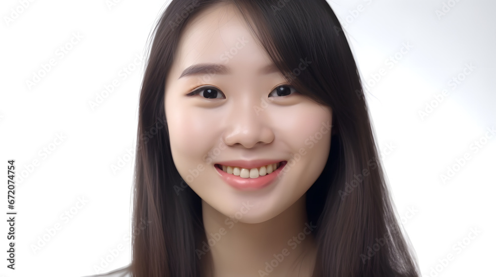 Portrait of young Asian girl smiling in white background Portrait of young Asian girl smiling in white background