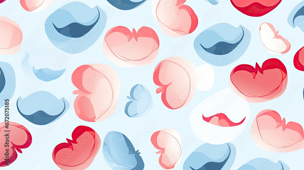 Seamless pattern of hearts and kisses. Valentine's Day. Seamless pattern of hearts and kisses. Valentine's Day.