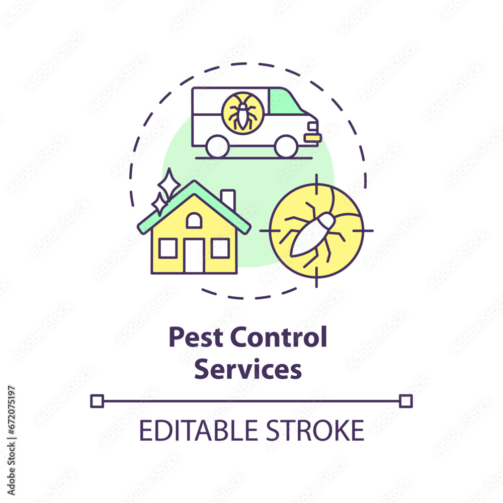 2D editable multicolor pest control services icon, simple isolated vector, integrated pest management thin line illustration. 2D editable multicolor pest control services icon, simple isolated vector, integrated pest management thin line illustration.