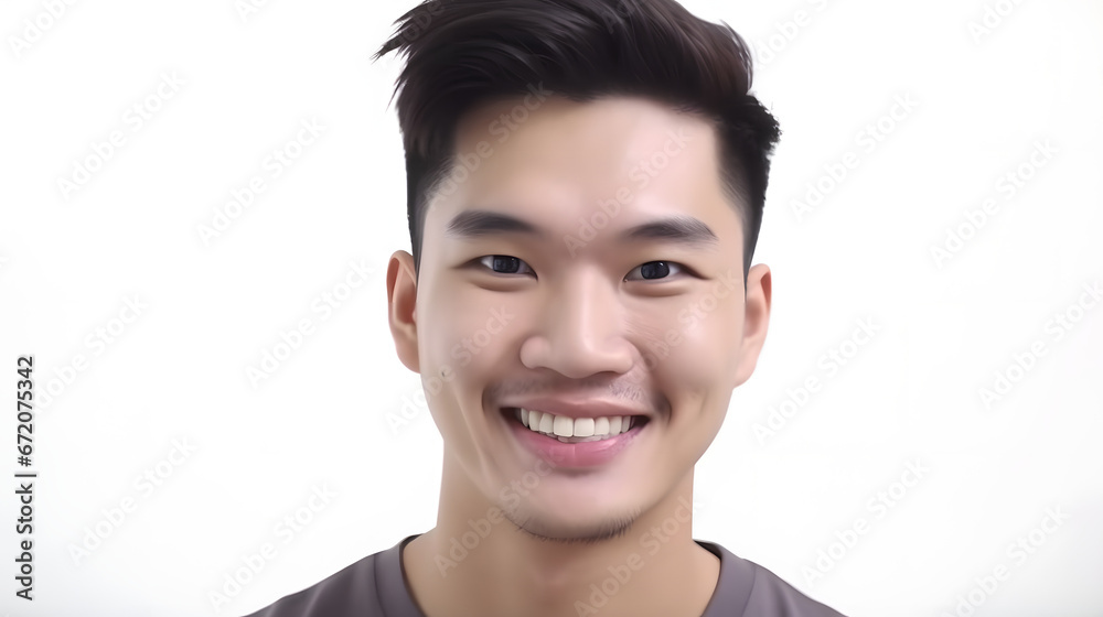 Portrait of young Asian guy smiling in white background Portrait of young Asian guy smiling in white background