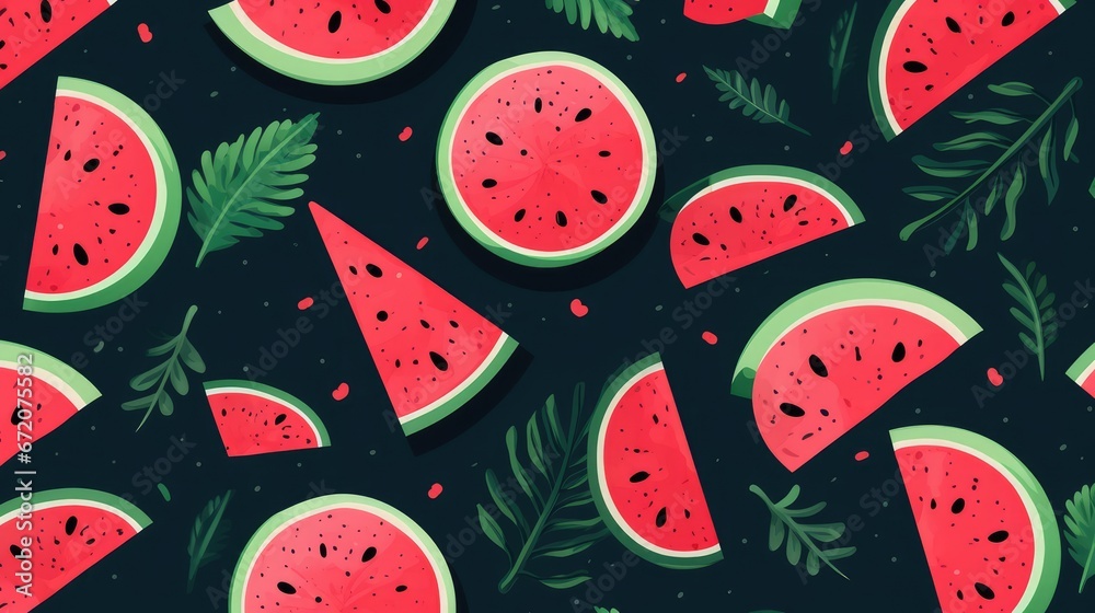 Watermelon pattern background, AI generated Image Watermelon pattern background, AI generated Image