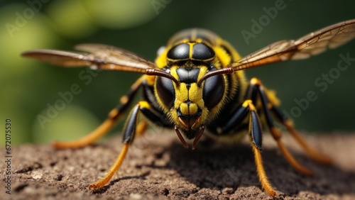 A close-up image of a giant wasp. Beauty of nature. Generative AI. © Rizal Faizurohman