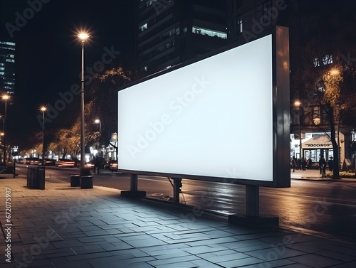 Digital Street Billboard mockup, Blank digital billboard on street in city for advertisement marketing or ad placement. Generative AI