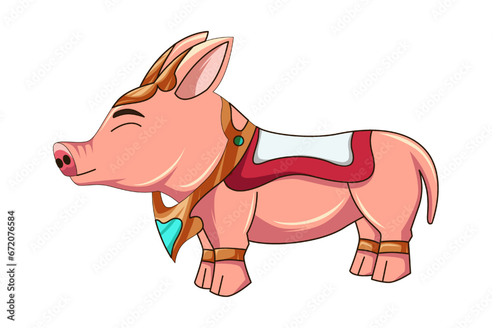 Naklejka premium Cute Pig Character Design Illustration