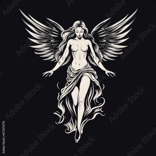 Angel logo, black and white, AI generated Image © marfuah