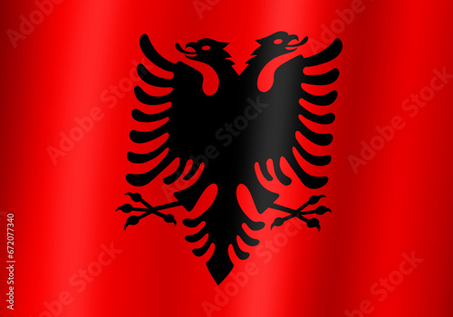 republic of albania national flag 3d illustration close up view