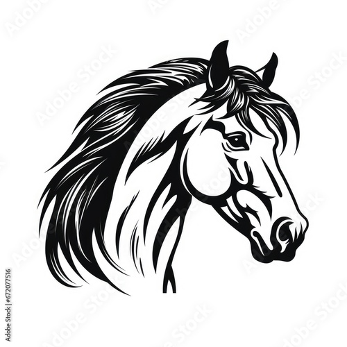 Horse logo  black and white  AI generated Image