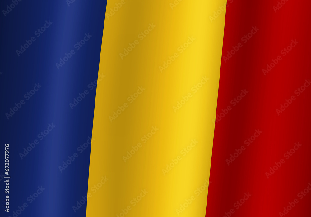Fototapeta premium chad national flag 3d illustration close up view
