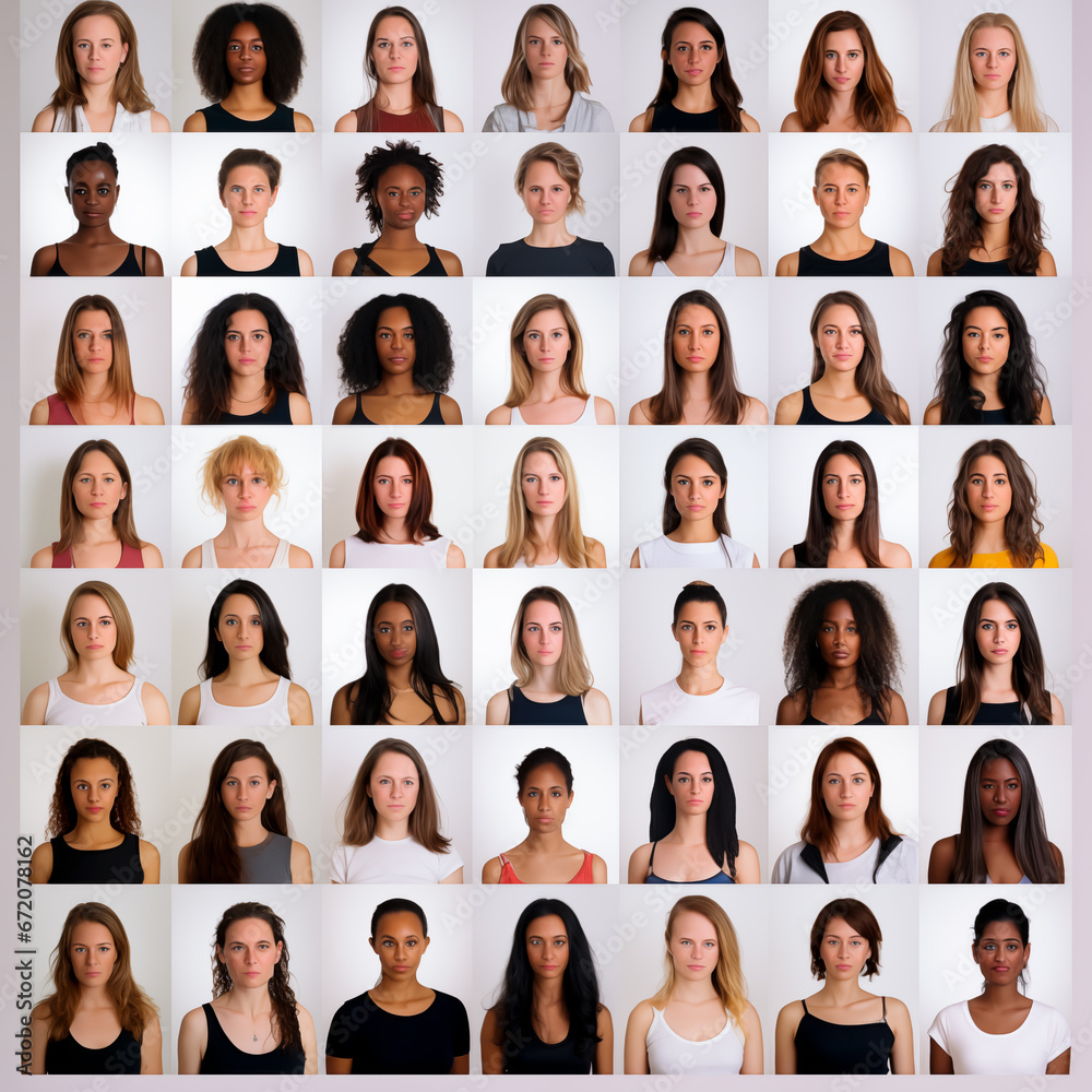 Portraits, passport or identity card photos of multiple people of different genders, ages and races. Portraits, passport or identity card photos of multiple people of different genders, ages and races.