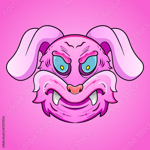 evil bunny monster head dead rabbit vector illustration design isolated on light background