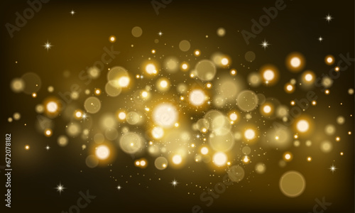 Vector bokeh lights effect on golden background © Nganhaycuoi