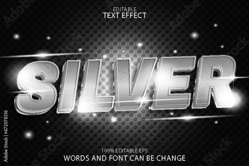 silver editable text effect emboss modern style