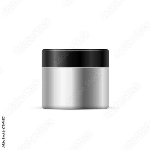 Vector round white plastic jar with lid for cosmetics