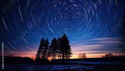 Photo of Star Trails Illuminating the Enchanting Night Sky