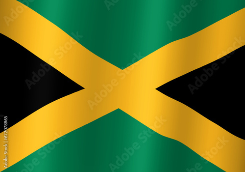 jamaica national flag 3d illustration close up view