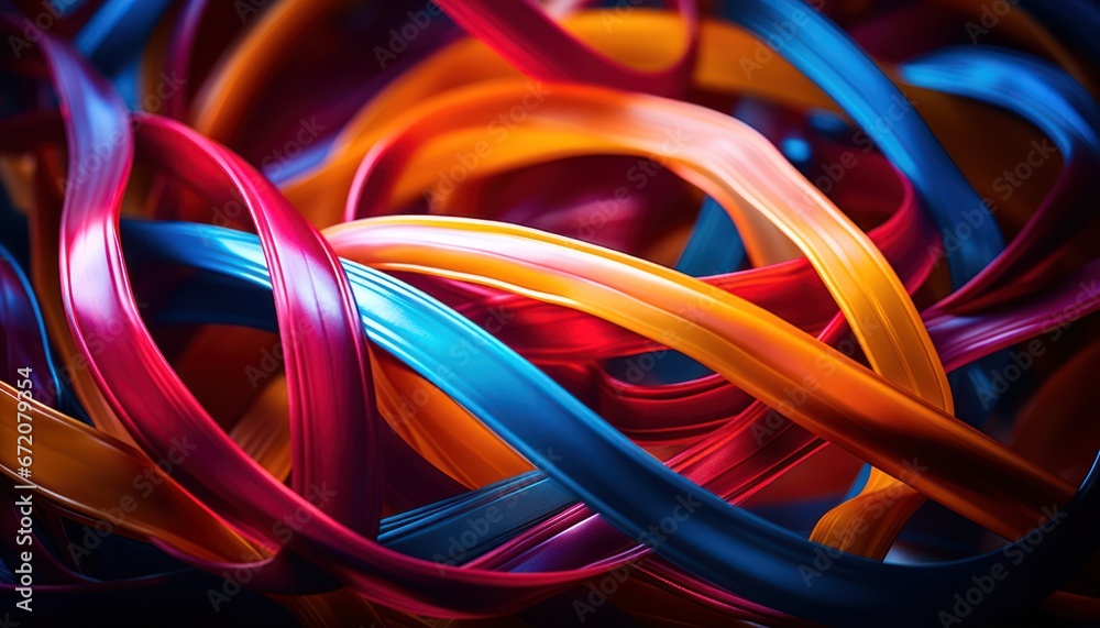 Photo of a Vibrant Array of Colorful Ribbons Dancing in the Light
