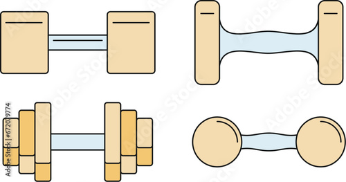 Hand dumbbell icon set. Outline set of hand dumbbell vector icons thin line color flat on white