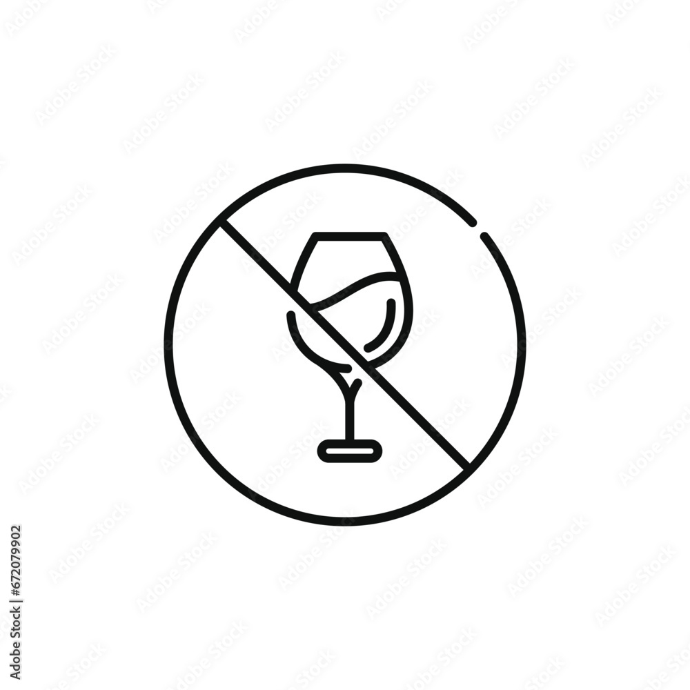 No alcohol line icon sign symbol isolated on white background No alcohol line icon sign symbol isolated on white background