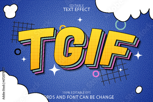 tgif editable text effect emboss cartoon style