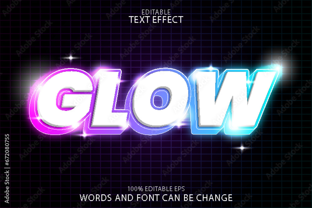 glow editable text effect emboss neon style