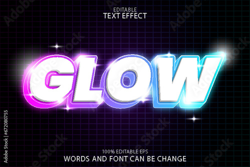 glow editable text effect emboss neon style