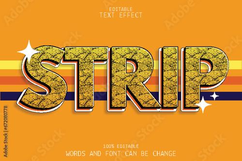 strip style editable text effect emboss cartoon style