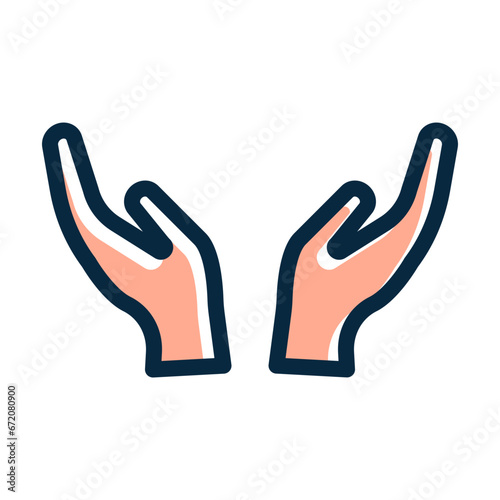 Hand Gesture Vector Thick Line Filled Dark Colors