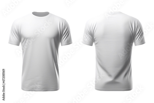 T-shirt mockup. White blank t-shirt front and back views on transparent Background PNG Generative AI