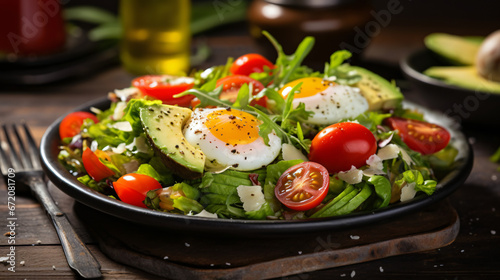 Healthy Avocado Egg Open Sandwiches on a Plate.