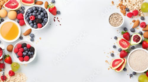 Healthy breakfast food banner with double border