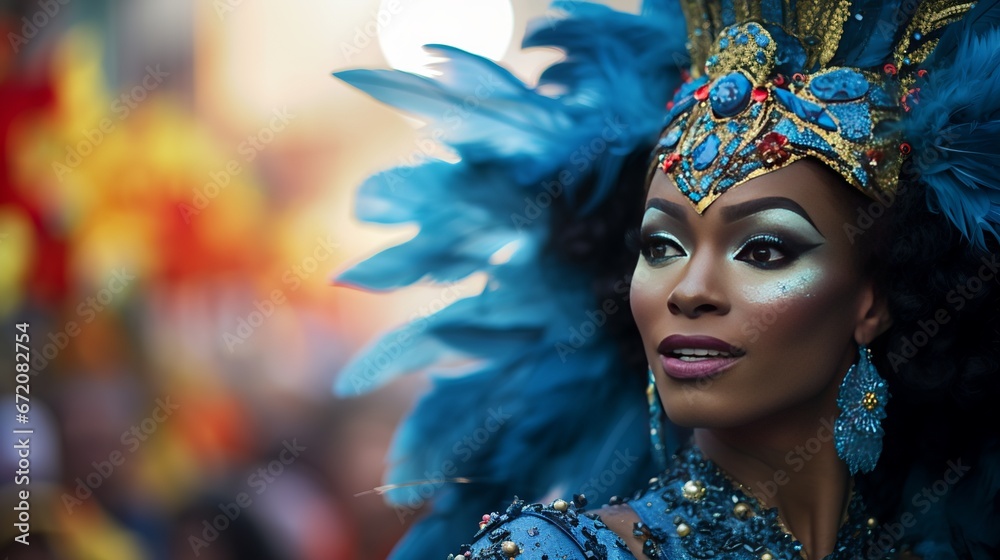Representation of a Brazilian lady amid a carnival piece Representation of a Brazilian lady amid a carnival piece