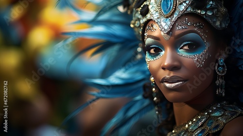 Representation of a Brazilian lady amid a carnival piece